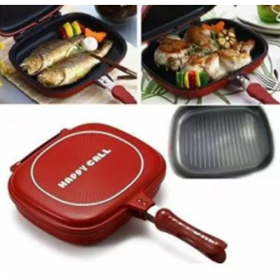 Red/Black Happy Call Non Stick Double Sided Fry/Grill Pan